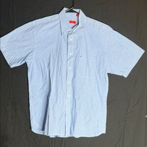 Izod Light Blue Gingham Button Down Shirt
